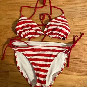 Red White & Blue Stripe With Stars Bikiny